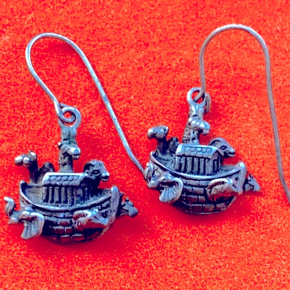 Shube vintage sterling silver Noah's Ark earrings